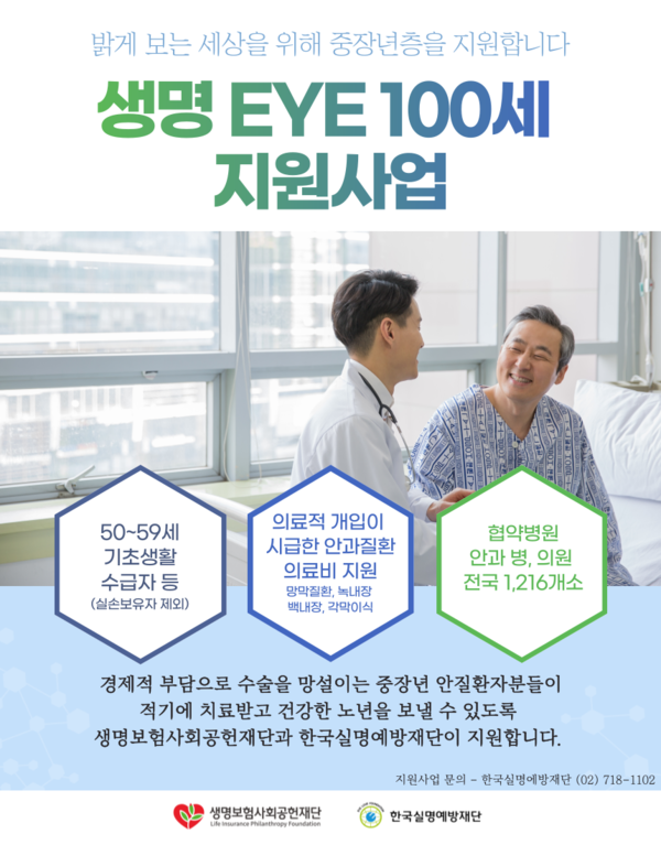 ‘생명아이(Eye) 100세 지원사업 이미지. 출처: 한국실명예방재단